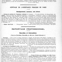 2374 - Page 2329 - Partie professionnelle, Hygiène, Assistance, Mutualité, Intérêts corporatifs, Variétés. Faculté de médecine de Paris. Enseignement et actes de la Faculté / Hôpitaux de l’assistance publique de Paris. Enseignement, concours, avis divers