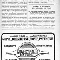 2376 - Page XLVII-2331 - A travers l’officiel. Institut International d’étude des radiations solaires, terrestres et cosmiques et de leurs effets biologiques et pathologiques / Fédération nationale des médecins du front. Son rôle dans le vote par le Sénat et la Chambre des députés d’une loi réservant des emplois aux médecins, pharmaciens, dentistes, vétérinaires pensionnés pour infirmités de guerre