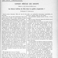 2402 - Page 2357 - Partie scientifique. Travaux originaux. Clinique médicale des enfants. Les lésions tardives du tibia dans la syphilis congénitale, Professeur P. Nobécourt