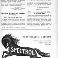 2440 - Page LI-2395 - Correspondance. Assurance automobile. Nombre des personnes transportées / Application du tarif des accidents du travail. Luxation du gros orteil / Pansements séparés de doigts de la même main