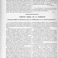 2487 - Page 2442 - Partie professionnelle, Hygiène, Assistance, Mutualité, Intérêts corporatifs, Variétés. Travaux originaux. Chronique. Toujours les fous en liberté. — Propositions du Professeur H. Claude. — Nécessité de faire l'éducation du public. — Vertu éducatrice de l'ouvrage de P. Voivenel : Du Timide au Satyre [G. Duchesne] / Exercice illégal de la pharmacie. Comment établir la distinction entre un médicament et un produit hygiénique ? [Dr Paul Boudin]