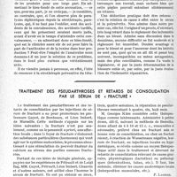 2525 - Page 2480 - Partie scientifique. Travaux originaux. Une complication rare de la sérothérapie : névrite du plexus brachial, P. -E. Micheleau / Traitement des pseudarthroses et retards de consolidation par le sérum de « fracturé » [P. Lacroix]