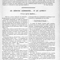 2544 - Page 2499 - Partie professionnelle, Hygiène, Assistance, Mutualité, Intérêts corporatifs, Variétés. Travaux originaux. Chronique médico-militaire. Admission d’un blessé du travail dans une clinique privée. Honoraires du chirurgien. Le blessé, qui, dans une clinique, paye de sa poche les frais de Journal, peut-il être considéré comme étant traité à son domicile, ou dans un hôtel ? [Dr Paul Boudin] / Les médecins assermentés... et les autres!!! Il n’y a qu'un diplôme — [Docteur Léger