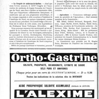 2567 - Page 2524-VIII - Dernières nouvelles. Congrès médicaux, eu octobre, à Paris / Le Congrès de médecine de Québec / La Croisière du «Foucauld » / Agriculture