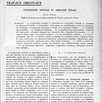 2576 - Page 2533 - Partie scientifique. Travaux originaux. Pathologie mentale et médecine légale, par R. Benon
