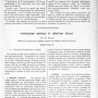2638 - Page 2597 - Partie scientifique. Travaux originaux. Traitement des bronchopneumonies infantiles, R. Liège / Pathologie mentale et médecine légale, par R. Benon, (Suite et fin)