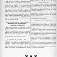 2651 - Page 2610 - Partie scientifique. L'actualité scientifique. Les Sociétés Savantes. Lille. Société médicale et anatomo-clinique de Lille, Séance du 9 mai 1933. Brûlure étendue, traitée par les greffes et par les bains d’ozone / Reflux vésico-urétéral dans le rein sain, après néphrectomie pour tuberculose rénale / A propos d’un cas de « bouton d’huile » / Inflammation des nerfs de la queue de cheval, d’origine indéterminée / L’huile d’olives en thérapeutique hépatique