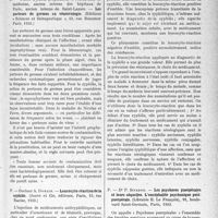 2652 - Page 2611 - Partie scientifique. L'actualité scientifique. Les Thèses. Les porteurs de germes en vénéréologie, par Pierre Durel (Éditions « Sciences et thérapeutique », Paris, 1932) / Leucocyto-réaction de la syphilis, par Docteur A. Domain (Jouve et Cie, éditeurs, Paris, 1933) / Les psychoses puerpérales et leurs séquelles. L’encéphalite psychosique postepuerpérale, par Dr P. Sivadon (Librairie E. Le François, Paris, 1933)