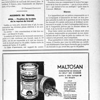 2678 - Page LVII-2637 - Correspondance. Application du tarif des accidents du travail. Intervention de nuit / Accidents du travail. Fixation de la date de la reprise du travail