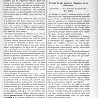 2706 - Page 2665 - Partie scientifique. L’actualité scientifique. Les Sociétés Savantes. Paris. Traitement ambulatoire des rétropositions utérines, (Soc. franç. de gynécologie ; 27-2-1933) / L’extrait de lobe postérieur d’hypophyse et les métrorragies, (Soc. française de gynécologie 27-3-1933)
