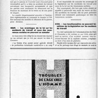 2731 - Page 2690-L - Correspondance. Accidents du travail. Rééducation professionnelle / Les avantages de la loi sur les accidents du travail et ceux des assurances sociales ne peuvent se cumuler / Les fonctionnaires ne peuvent bénéficier de la législation sur les accidents du travail