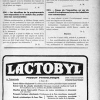 2738 - Page LVII-2697 - Correspondance. Fiscalité. Déduction des primes versées pour une assurance-vie / Les bénéfices de la pro pharmacie sont imposables à la cédule des professions non commerciales / Bases de l’imposition en cas de cumul d’un traitement avec des bénéfices non commerciaux