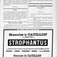 2746 - Page IX-2705 - A travers l’officiel. Nominations de professeurs honoraires / Arrêté portant nomination d’un médecin d’asile publie d’aliénés / Avis de vacance d’un poste de médecin chef de service d’asile public d’aliénés / Avis de vacance d’un poste de médecin chef d’asile public d’aliénés / Ligue médicale de défense individuelle, (Le Sou Médical)