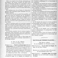 2771 - Page 2730 - Partie scientifique. L'actualité scientifique. Les Livres. La tuberculose génitale de la femme. Diagnostic et traitement, par Prof. Constantin Daniel, G. Doin et Cie, éditeurs, Paris, 6e / Traité de la blennorragie et de ses complications, par Georges luys, G. Doin et Cie, éditeurs, Paris / Les livres qui viennent de paraître…