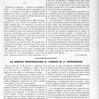 2774 - Page 2733 - Partie professionnelle, Hygiène, Assistance, Mutualité, Intérêts corporatifs, Variétés. Travaux originaux. Chronique. La banlieue sud de Paris, nous révèle l'Office Universitaire, cité par l'« Oeuvre », manque de médecins ! — Une méthode publicitaire qui n’est qu’une « rigolade » — Remplaçants et remplacés. [G. Duchesne] / Les médecins pro pharmaciens et l'exercice de la pro pharmacie