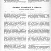 2781 - Page 2740 - Partie professionnelle, Hygiène, Assistance, Mutualité, Intérêts corporatifs, Variétés. Comptes rendus, documents, pièces officielles.... Syndicat des médecins des Ardennes. Réunion du Conseil d’administration / Dispensaire antituberculeux de Charleville, rapport du médecin du dispensaire