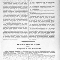 2782 - Page 2741 - Partie professionnelle, Hygiène, Assistance, Mutualité, Intérêts corporatifs, Variétés. Comptes rendus, documents, pièces officielles.... Dispensaire antituberculeux de Charleville, rapport du médecin du dispensaire / Faculté de médecine de Paris. Enseignement et actes de la Faculté
