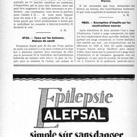 2789 - Page 2748-XLVIII - Correspondance. Fiscalité. Changement de domicile. Répercussions sur la patente / Taxe sur les boissons. Maison de santé / Exemption d’impôts sur les constructions neuves