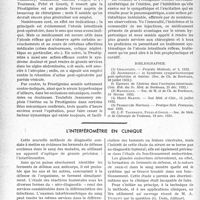 2819 - Page 2778 - Partie scientifique. Travaux originaux. Introduction a la vie de médecin de campagne, huitième lettre. Le traitement de l’atonie intestinale poste-opératoire par la prostigmine, par MM. J. -P. Tourneux et Gourdou / L’interférométrie en clinique