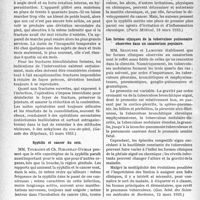 2825 - Page 2784 - Partie scientifique. L’Actualité Scientifique. La Presse. Résultats éloignés des fractures bi-malléolaires du cou-de-pied [(Gazette des Hôpitaux, 15 mars 1933)] / Syphilis et cancer du sein [(Paris Médical, 18 mars 1933)] / Les formes cliniques de la tuberculose pulmonaire observées dans un sanatorium populaire [(Gaz. hebd. des Sciences médicales de Bordeaux, 12 mars 1933)]