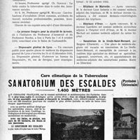 2869 - Page 2828-VIII - Dernières nouvelles. Institut de médecine légale et de médecine sociale de Lille / Le premier Congrès pour la sécurité de laroute / Dispensaire général de Lyon / Infirmières des hôpitaux militaires / Hôpitaux de Nancy / Hôpitaux de Marseille / Hôpitaux d’Oran / Sanatorium de la Grolle-Saint-Bernard