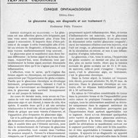 2878 - Page 2837 - Partie scientifique. Travaux originaux. Clinique ophtalmologique, Hôtel-Dieu. Le glaucome aigu, son diagnostic et son traitement, professeur Félix Terrien