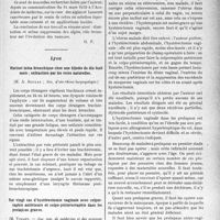 2900 - Page 2859 - Partie scientifique. L’actualité scientifique. Les Sociétés Savantes. Paris. Traitement psychothérapique, d’inspiration psychanalytique, de troubles de l’écriture chez une enfant ; guérison, (Soc. de méd. de Paris ; 29-4-1933) / La cure des algies et des tumeurs malignes, (Soc. méd. de Paris ; 29-4-1933) / Lyon. Haricot intra-bronchique chez une fillette de dix-huit mois ; extraction par les voies naturelles, (Soc. d'oto-rhino-laryngologie)'/ Sur vingt cas d’hystérectomie vaginale avec colporraphie antérieure et colpo-périnéorraphie dans les prolapsus graves, (Soc. hat. de médecine et des sciences médicales)