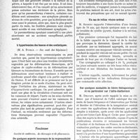 2901 - Page 2860 - Partie scientifique. L’actualité scientifique. Les Sociétés Savantes. Lyon. Un cas de phrénicectomie, suivie de pneumothorax spontané, (Soc. méd. des hôpitaux) / L’hypertension des bossus et des scoliotiques, (Soc. méd. des hôpitaux) / Toulouse. Société de médecine, de chirurgie et de pharmacie. De quelques aspects nouveaux de la responsabilité médicale / Un cas de reflux vésico-urétral / Sur quelques modalités de fièvre thérapeutique et en particulier sur l’infra-diathermie