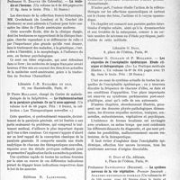 2902 - Page 2861 - Partie scientifique. L’actualité scientifique. Les Livres. La maladie et l’homme, par Professeur G, Draper, G. Doinet Cie, éditeurs, Paris / Le traitement actuel de la paralysie générale. Ce qu’il nous apprend, par Dr Pierre Mollaret, Librairie J. -B. Baillière et Fils, Paris, 6e / La réflexothérapie sympathique, par Dr Schoengrun, Éditions R. Lajenesse, Paris, 17e / Les séquelles de l’encéphalite épidémique. Étude clinique et thérapeutique, par Professeur G. Guillainet P. Mollaret, Librairie O. Doin, Paris, 6e / Le système nerveux de la vie végétative, par Professeur Daniélopolu, G. Doin et Cie, éditeurs, Paris, 6e