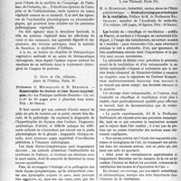 2903 - Page 2862 - Partie scientifique. L’actualité scientifique. Les Livres. Le système nerveux de la vie végétative, par Professeur Daniélopolu, G. Doin et Cie, éditeurs, Paris, 6e / Hypertrophie du thymus et états thymo-lymphatiques, par Professeur G. Mouriquand et M. Bernheim, G. Doin et Cie, éditeurs, Paris, 6e / Étude physiologique et technique de la ventilation, par M. A. Missenard, Librairie de l'Enseignement technique, Léon Eyrolles, éditeur, Paris (5e)