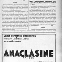 2930 - Page LXV-2889 - Correspondance. Honoraires de droit commun. Recouvrement d’honoraires pour soins donnés sur appel d’un tiers / Recouvrement d’assurance pour soins donnés à la victime d’un accident d’auto