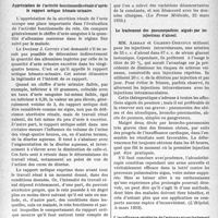 2959 - Page 2918 - Partie scientifique. L’actualité scientifique. La Presse. Appréciation de l’activité fonctionnelle rénale d’après le rapport uréique hémato-urinaire [(La Presse Médicale, 22 mars 1933)] / Le traitement des pneumopathies aiguës par les injections d’alcool [(L’Hôpital, A-mars 1933)] / L’insuffisance sécrétoire de l’estomac et son traitement par l’acétylcholine [(Revue médicale française, mai 1933)]