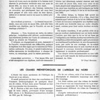 2973 - Page 2932 - Partie professionnelle, Hygiène, Assistance, Mutualité, Intérêts corporatifs, Variétés. Travaux originaux. Usages professionnels concernant les femmes médecins [Dr Paul Boudin]. Evian, (18, 19 et 20 septembre 1933) / Les crânes préhistoriques de l'Afrique du Nord
