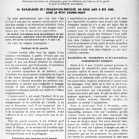 3012 - Page 2971 - Partie Scientifique. Travaux Originaux. Que faire pour les enfants sourds-muets ?. Rôle du médecin de famille, par le Docteur G. de Parrel. Avantages de l’éducation précoce, de deux ans à six ans, chez le petit sourd-muet. Instinct de la parole / Plasticité des organes de la parole / Acquisition du vocabulaire et des premières connaissances scolaires
