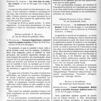 3025 - Page 2984 - Partie Scientifique. L’Actualité Scientifique. Les Livres. Les crises dans les maladies cycliques, par Professeur Ch. Achard, Masson et Cie, éditeurs, Paris / Comment diagnostiquer, comment traiter les maladies mentales, par L. Neuberger, Éditions médicales N. Maloine, Paris / Le traitement des abcès du poumon, par Docteur Kourilsky, Librairie Baillière et Fils, éditeurs, Paris / L’année thérapeutique Médicaments et procédés nouveaux, par Docteur Ravina, Masson et Cie, éditeurs, Paris, Septième année 1932