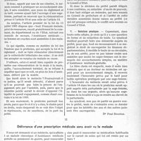 3032 - Page 2991 - Partie Professionnelle, Hygiène, Assistance, Mutualité, Intérêts corporatifs, Variétés. Travaux Originaux. Assistance médicale gratuite. Les accouchements normaux peuvent-ils être réservés aux sages-femmes par circulaire préfectorale ? / Délivrance d’une prescription médicale sans avoir vu le malade [Dr Paul Boudin]