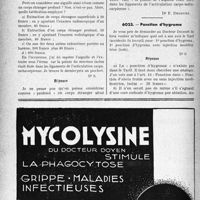 3049 - Page 3008-LVI - Correspondance. Application du tarif des accidents du travail. Extraction de corps étranger de la main assez profondément implanté / Ponction d’hygroma