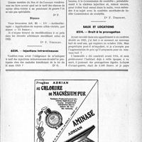 3106 - Page LIII-3065 - Correspondance. Application du tarif des soins aux pensionnés de guerre. Rayons ultra-violets / Injections intraveineuses / Baux et locations / Droit à la prorogation