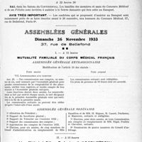 3124 - Page 3083 - Banquet du concours médical / Assemblées générales, Dimanche 26 Novembre 1933
