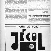 3175 - Page 3134-LXII - Correspondance. Assurances sociales. Les caisses de secours de mineurs doivent payer l’accouchement des femmes de leurs adhérents / Fiscalité. Pas d’abattement pour charges de famille pour les médecins / Déclaration de revenus et patente en cas de changement de domicile