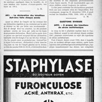 3176 - Page LXIII-3135 - Correspondance. Fiscalité. Déclaration de revenus et patente en cas de changement de domicile / La déclaration des bénéfices doit-être faite chaque année / Questions diverses. A propos des injections de sérum antitétanique