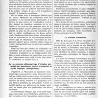 3211 - Page 3170 - Partie Scientifique. L'Actualité Scientifique. La Presse. Les travaux récents sur le rachitisme [(Les Sciences Médicales, 15 octobre 1933)] / Sur un syndrome abdominal aigu d’irritation péritonéale par épanchement modéré et progressif de liquide aseptique (hémopéritoine) [(La Presse Médicale, 15 avril 1933)] / La sciatique traumatique [(La Presse Médicale, 19 avril 1933)]