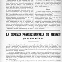 3231 - Page 3190-XLVI - Ligue médicale de défense professionnelle, “Le sou médical”. Bulletin d’adhésion / Questions médico-militaires. Passage dans le service auxiliaire pour infirmité