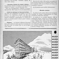 3237 - Page 3196-VIII - Dernières Nouvelles. Le Congrès de la colibacillose, des infections et intoxications d’origine intestinale / Association française des femmes médecins / Institut de statistique de l’Université de Paris / Naissance / A travers l’officiel. Assistance publique / Éducation physique
