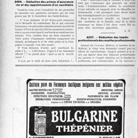 3289 - Page 3248-LVI - Correspondance. Fiscalité. Patente sur les locaux occupés en commun / Déduction des primes d’assurance-vie et des appointements d’un secrétaire / Déduction des impôts professionnels des recettes professionnelles