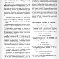 3333 - Page 3292 - Partie Scientifique. L’Actualité Scientifique. Les Livres. Manuel de curiethérapie, par professeur Léon Imbertet Raymond Imbert, Masson et Cie, éditeurs, Paris / Le suicide, par Ch. Blondel, Librairie universitaire d’Alsace, Strasbourg, 1933 / Chirurgie plastique des seins, par Drs Montant et F. Dubois, Éditions médicales N. Maloine, Paris, 1933 / Les livres qui viennent de paraître…