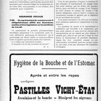 3439 - Page 3398-LXX - Correspondance. Remplacements. L’autorisation doit être demandée quelle que soit la durée du remplacement / Assurances sociales. Un représentant de commerce est-il obligatoirement affilié aux Assurances sociales et à la législation sur les accidents du travail