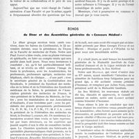 3455 - Page 3414 - Propos du Jour. Un aspect de la Réforme des Études médicales. Discours prononcé par le Professeur G. Roussy, au banquet du « Concours Médical » / Échos du Dîner et des Assemblées générales du « Concours Médical »