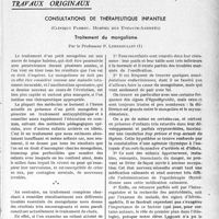 3456 - Page 3415 - Partie Scientifique. Travaux Originaux. Consultations de thérapeutique infantile. Traitement du mongolisme, par le Professeur P. Lereboullet