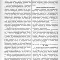 3469 - Page 3428 - Partie Scientifique. L’Actualité Scientifique. La Presse. L’arsénobenzène intramusculaire [(Revue française de dermatologie et de vénéréologie, mai 1933)] / A propos des phlébites poste-opératoires [(L’Actualité médico-chirurgicale, mai 1933)] / La réaction de Von Pirquet dans les milieux musulmans de Tanger [(Maroc Médical, 15 avril 1933)]